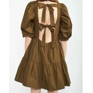 EN SAISON Gilda Tie-Back Poplin Mini Dress Size Small